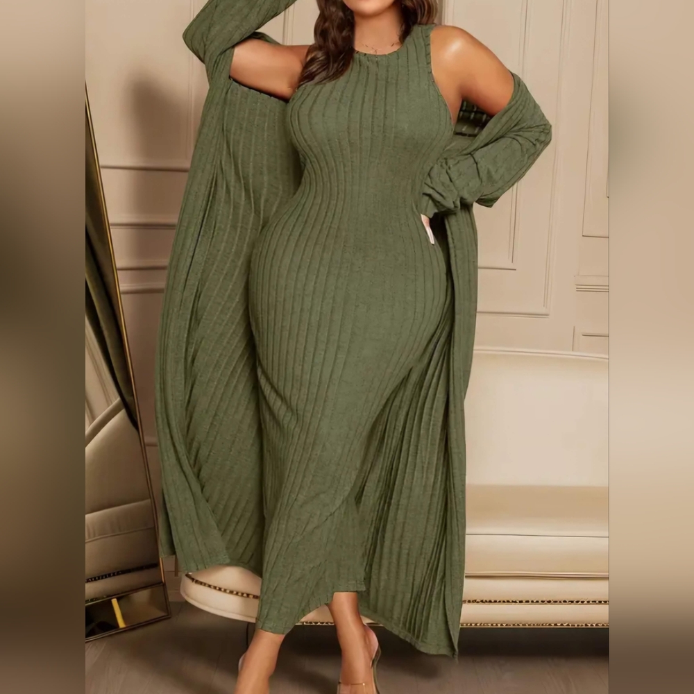 Elegant Green Long Sleeve Dress